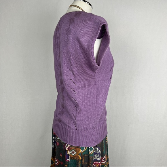 80s Purple Short Sleeve Knit Top - Picture 12 of 15